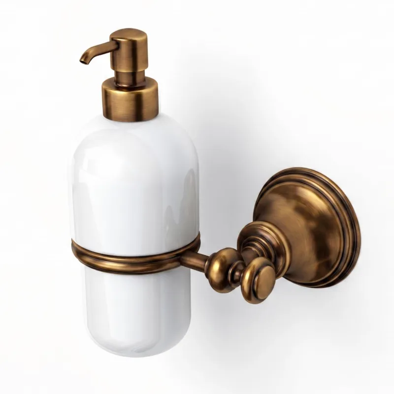 Must-Have Porta Dispenser Sospeso in Ceramica e Cromo Liberty Dimensioni 11x13xh16,5 cm classico contemporaneo contenitore, Finitura Bronzo IBB 1974
