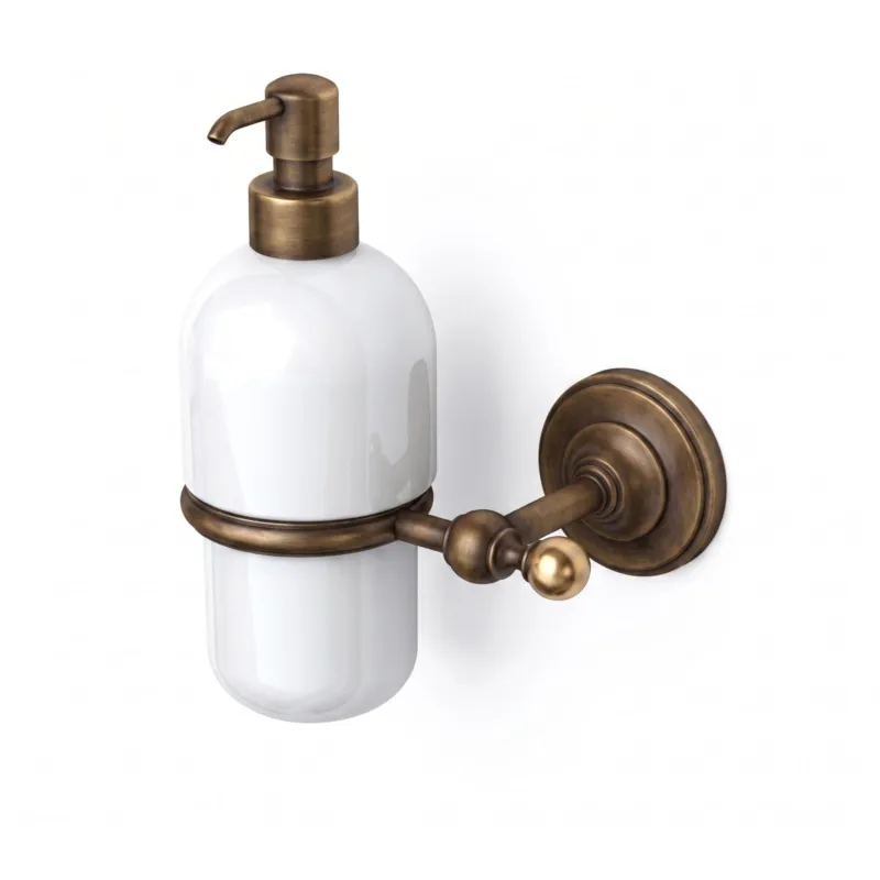 Prezzo Basso Porta Dispenser Sospeso in ottone Cromato e porcellana British Dimensioni 13x11,5xh15,54 cm Stile Inglese Classico primo Novecento finitura Bronzo IBB 1974