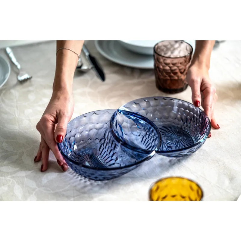 Antipastiera tre scomparti in Cristallo Acrilico Bio-based confezione Dimensioni 29,5x18,8xh 5,2 cm- colore Blu denim Guzzini Offerta Speciale