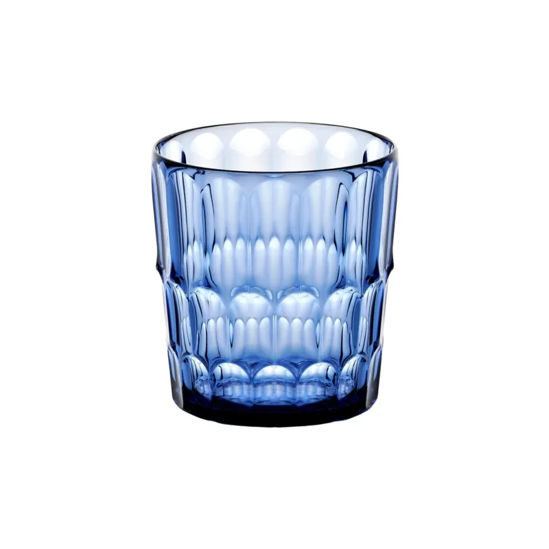 BICCHIERI Bassi VANITY 2 in Cristallo Acrilico Bio-based confezione da 6 pezzi diametro Ø 8,5xh 9,2 cm- 360 cc BPA FREE colore Blu Denim Guzzini Ultimissimo Modello