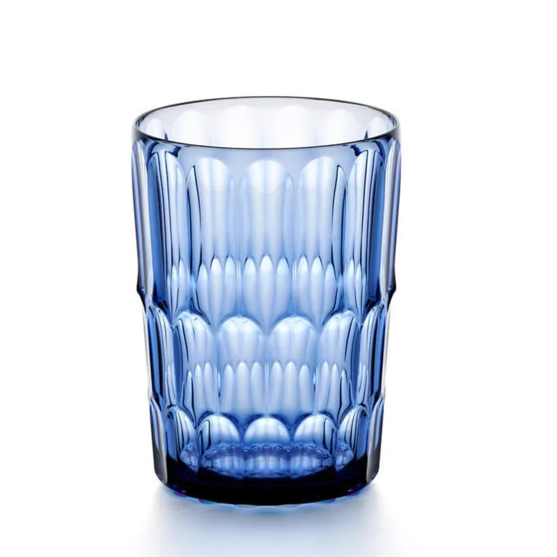 BICCHIERI ALTO VANITY in Cristallo Acrilico Bio-based 6 pezzi diametro Ø 8,5xh 11,8 cm- 480 cc BPA FREE bibite, cocktail e frullati colore Blu Denim Guzzini Novità