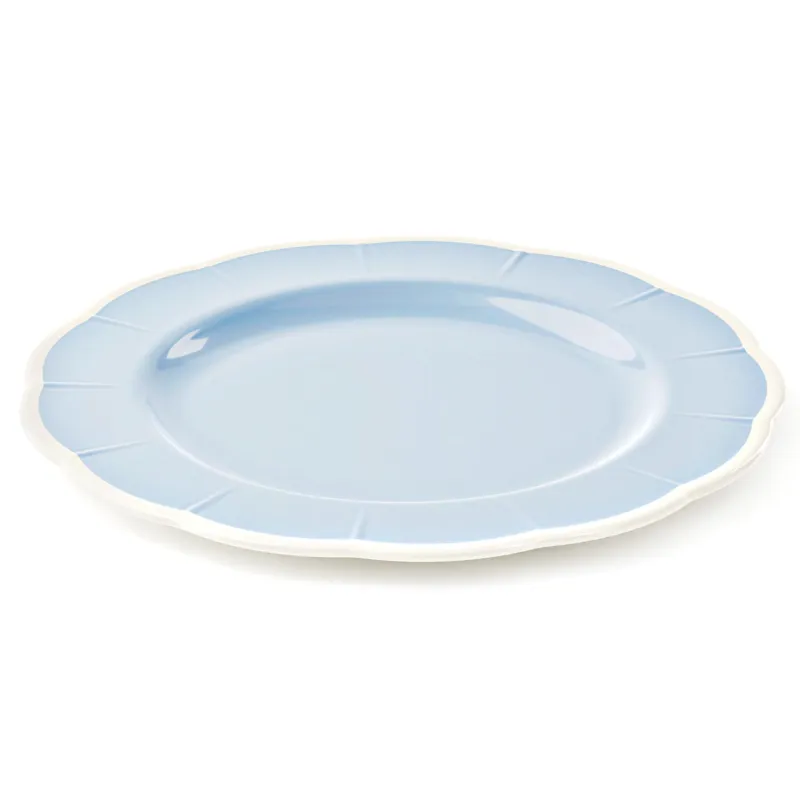 Ultime Pezzi Piatto Piano in Melamina bicolore set da 6 pezzi Linea FLORA Diametro Ø24x h3 cm realizzati con decoro BPA Free design Romantico floreale Celeste Polvere Guzzini