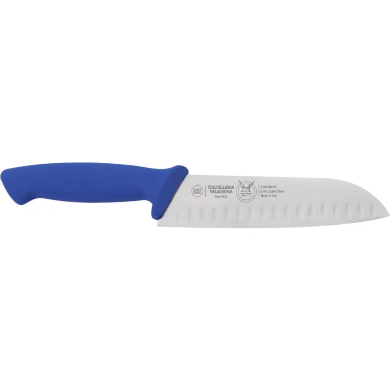 Scelto Dai Clienti Coltello professionale Santoku Olivato Manico Protetto nato dallo stile di cucina orientale dimensioni 18 cm trattamento germicida adatto lavastoviglie Coltelleria Valgobbia