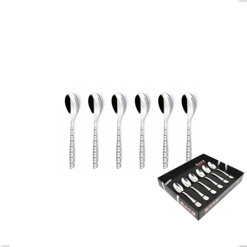 Confezione vetrina 6 pezzi moka eleven exa, Acciaio inox Aisi 304 Acciaio lucido disegno laser, spessore 2.5mm Eme Posaterie Economico