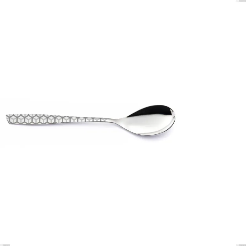 Più Venduto Cucchiaino frutta eleven exa, Acciaio inox Aisi 304 Acciaio lucido disegno laser, spessore 2.5mm, lunghezza 190 mm Eme Posaterie