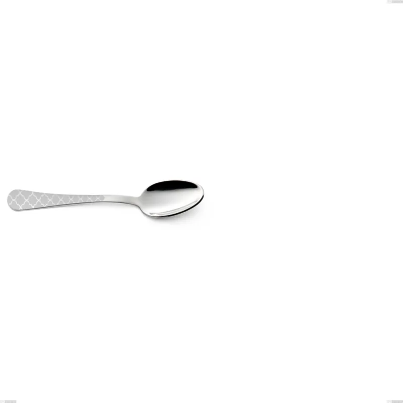 Cucchiaino moka Milano Damask, 18/10 (AISI304) acciaio lucido effetto damascato Acciaio lucido disegno laser, spessore 2.5mm, lunghezza 113 mm Eme Posaterie Ultime Pezzi