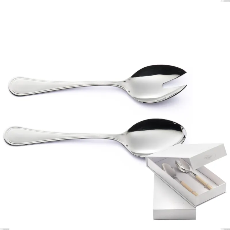 Più Venduto Confezione a libro 2 pezzi insalata Impero Argento 8 micron, Acciaio inox Aisi 304 Finitura Argentata, spessore argento 8 micron, spessore posata 3 mm Eme Posaterie