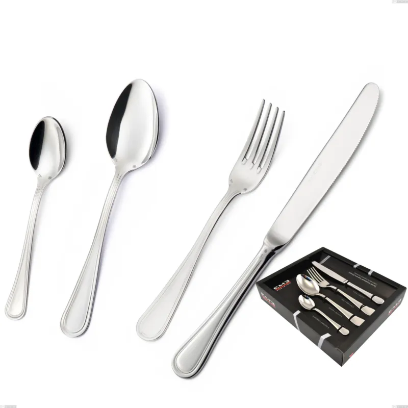 Confezione vetrina 24 pezzi Impero Argento 8 micron, Acciaio inox Aisi 304 Finitura Argentata, spessore argento 8 micron, spessore posata 3 mm Eme Posaterie Consegna Rapida