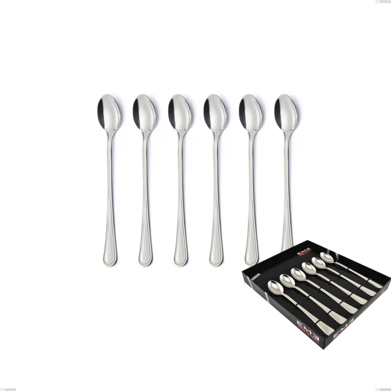 Consegna Rapida Confezione vetrina 6 pezzi cucchiaini bibita Impero Argento 8 micron, Acciaio inox Aisi 304 Finitura Argentata, spessore argento 8 micron, spessore posata 3 mm Eme Posaterie