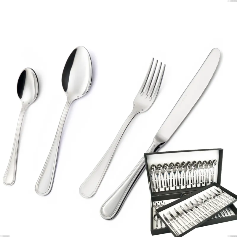 Consegna Rapida Astuccio 75 pezzi coltello manico vuoto Impero Argento 8 micron, Acciaio inox Aisi 304 Finitura Argentata, spessore argento 8 micron, spessore posata 3 mm Eme Posaterie