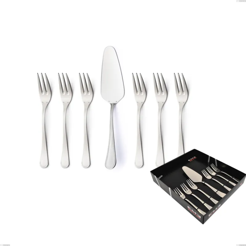 Pagamento Sicuro Confezione vetrina 7 pezzi dolce Impero Argento 8 micron, Acciaio inox Aisi 304 Finitura Argentata, spessore argento 8 micron, spessore posata 3 mm Eme Posaterie