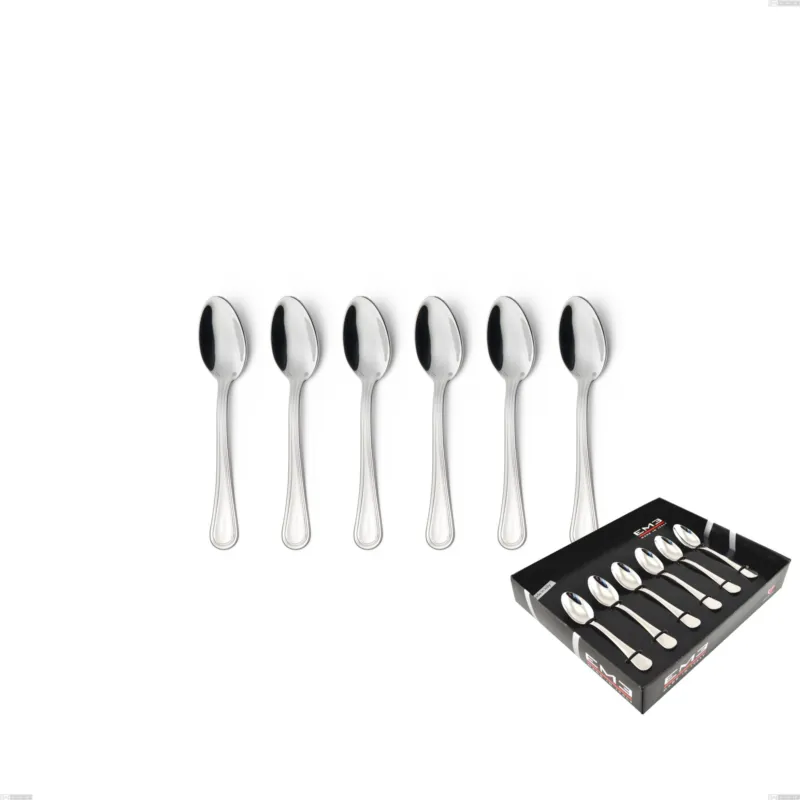 Confezione vetrina 6 pezzi moka Impero Argento 8 micron, Acciaio inox Aisi 304 Finitura Argentata, spessore argento 8 micron, spessore posata 3 mm Eme Posaterie Offerta Lampo