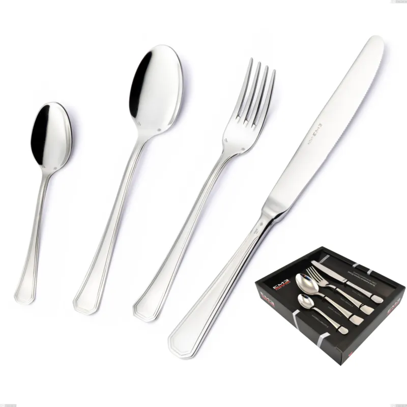 Confezione vetrina 24 pezzi coltello manico vuoto Savoia Argento 8 micron, Acciaio inox Aisi 304 Finitura Argentata, spessore argento 8 micron, spessore posata 3 mm Eme Posaterie Sconto