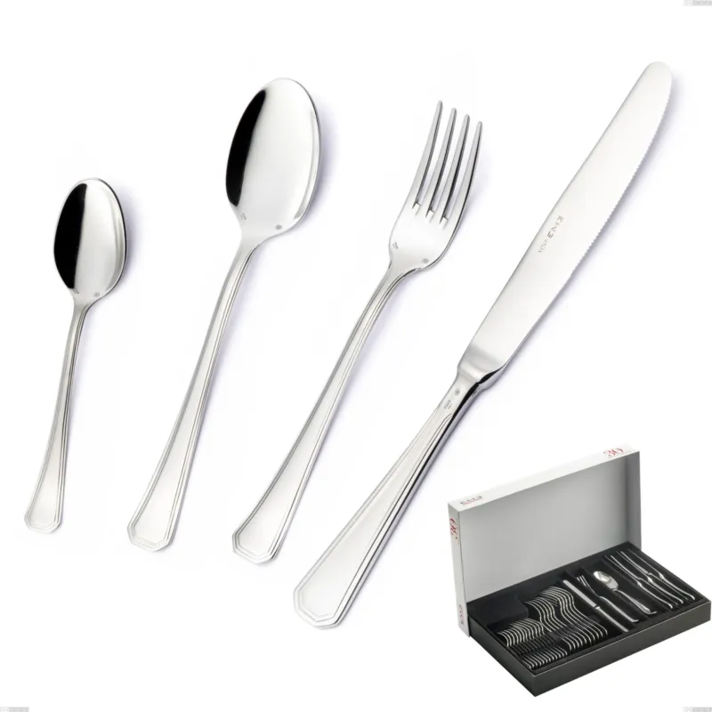 Confezione Panoramica 30 pezzi Savoia Argento 8 micron, Acciaio inox Aisi 304 Finitura Argentata, spessore argento 8 micron, spessore posata 3 mm Eme Posaterie Prezzo Ridotto