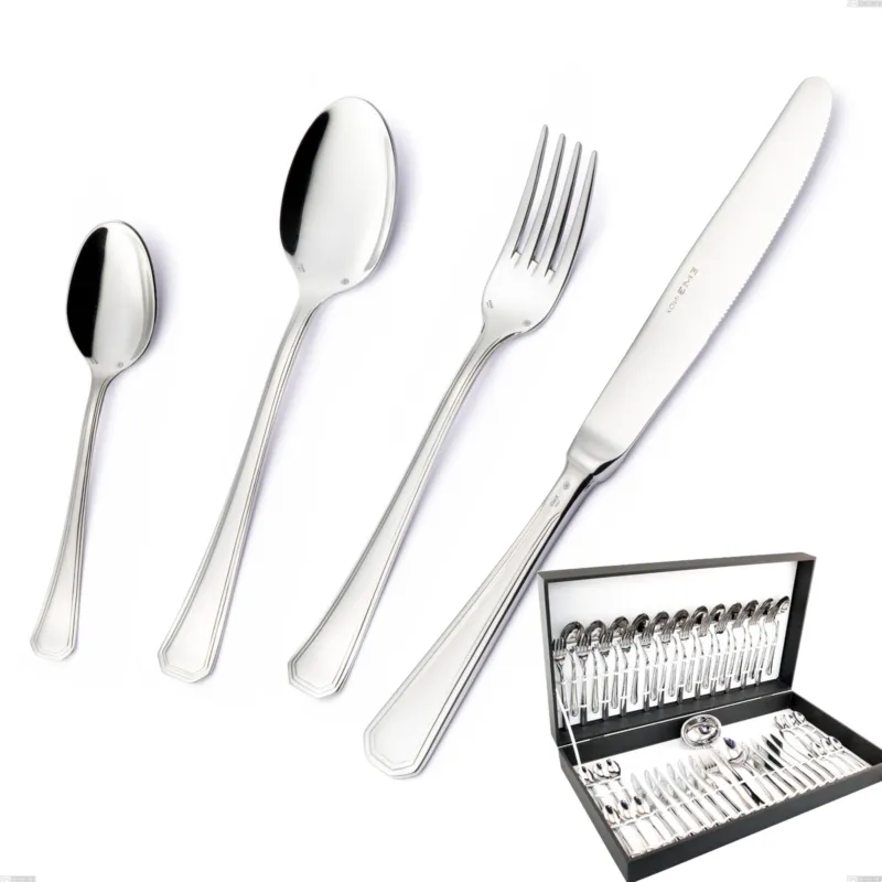 Astuccio 51 pezzi Savoia Argento 8 micron, Acciaio inox Aisi 304 Finitura Argentata, spessore argento 8 micron, spessore posata 3 mm Eme Posaterie Compra Adesso