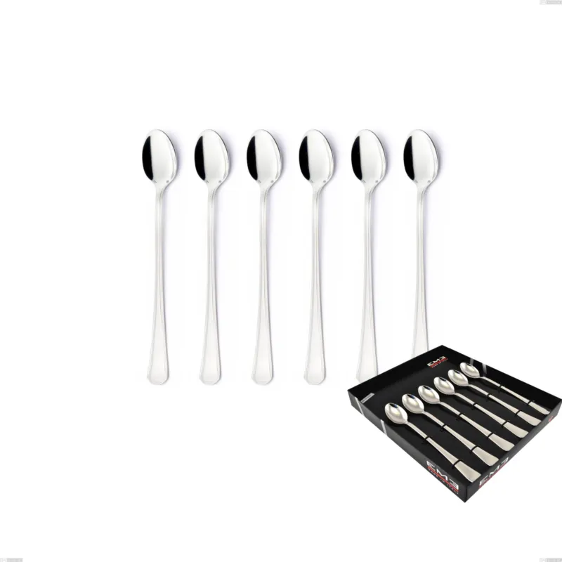 Confezione vetrina 6 pezzi cucchiaini bibita Savoia Argento 8 micron, Acciaio inox Aisi 304 Finitura Argentata, spessore argento 8 micron, spessore posata 3 mm Eme Posaterie Nuovo Arrivo