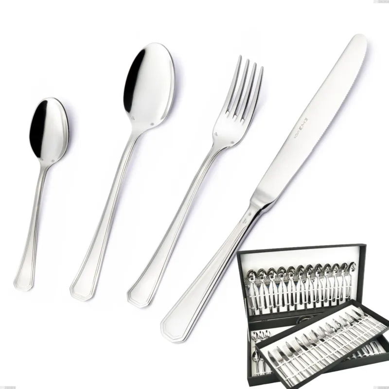 Astuccio 75 pezzi coltello manico vuoto Savoia Argento 8 micron, Acciaio inox Aisi 304 Finitura Argentata, spessore argento 8 micron, spessore posata 3 mm Eme Posaterie Prezzo Scontato