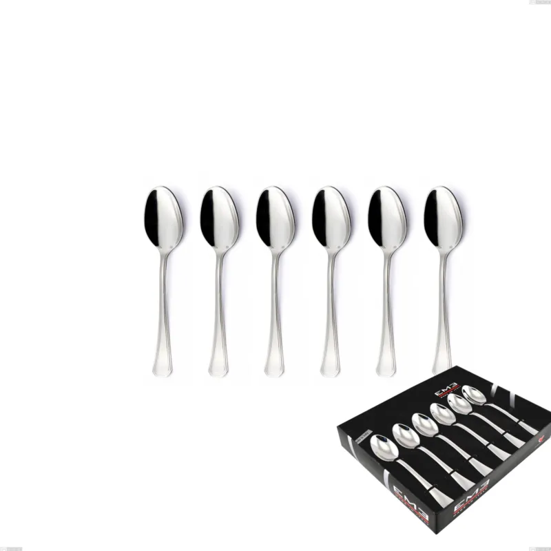Confezione vetrina 6 pezzi caffè Savoia Argento 8 micron, Acciaio inox Aisi 304 Finitura Argentata, spessore argento 8 micron, spessore posata 3 mm Eme Posaterie Soddisfatti O Rimborsati