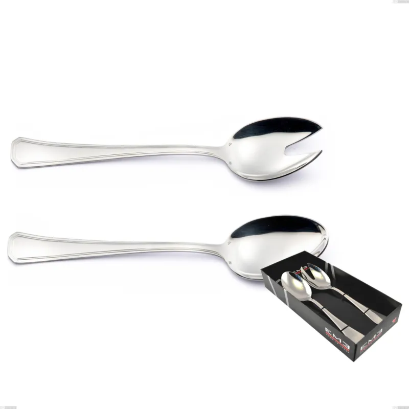 Reso Gratuito Confezione vetrina 2 pezzi insalata Savoia Argento 8 micron, Acciaio inox Aisi 304 Finitura Argentata, spessore argento 8 micron, spessore posata 3 mm Eme Posaterie