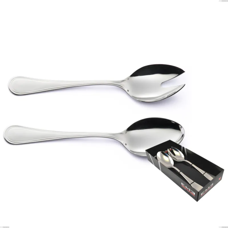Spedizione Espresso Confezione vetrina 2 pezzi insalata Impero Argento 8 micron, Acciaio inox Aisi 304 Finitura Argentata, spessore argento 8 micron, spessore posata 3 mm Eme Posaterie