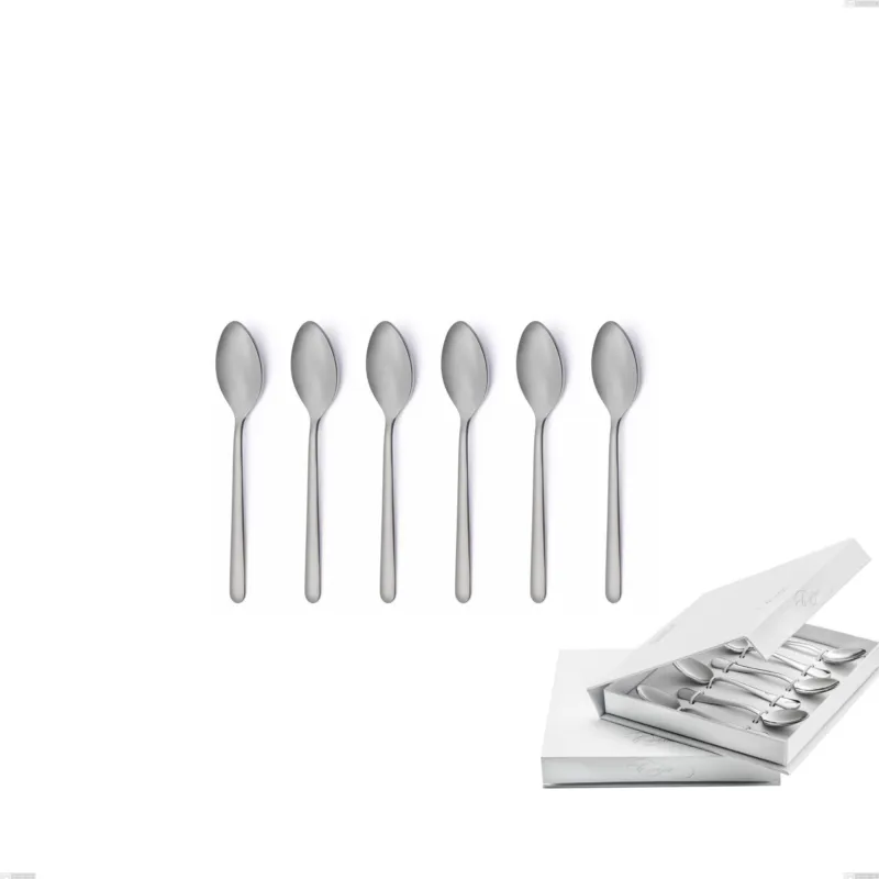 Prezzo Scontato Confezione a libro 6 pezzi cucchiaino moka venice sabbiato, Acciaio inox Aisi 304 Posate sabbiate, spessore 4 mm Eme Posaterie