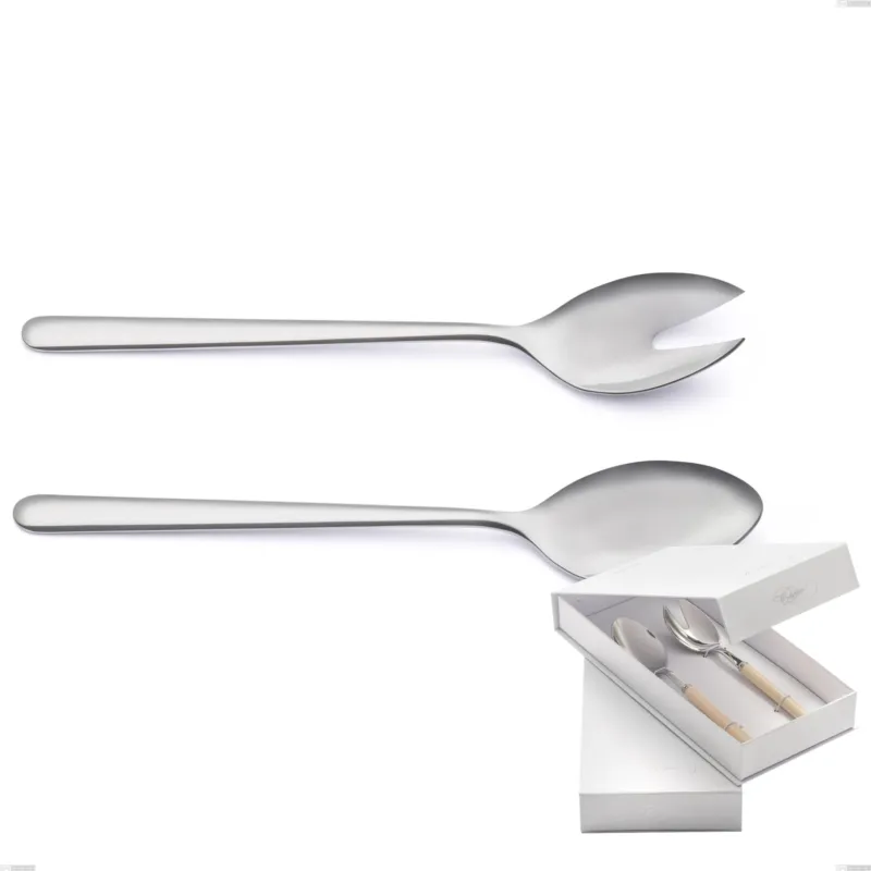 Prezzo Conveniente Confezione a libro 2 pezzi insalata venice sabbiato, Acciaio inox Aisi 304 Posate sabbiate, spessore 4 mm Eme Posaterie