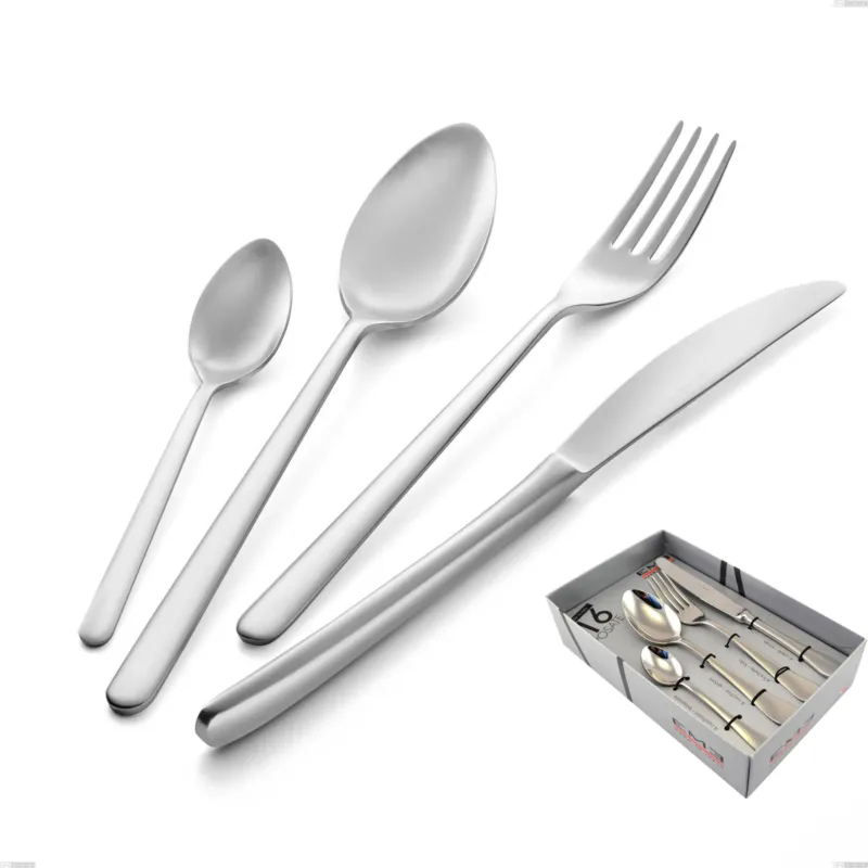 Confezione vetrina 16 pezzi venice sabbiato, Acciaio inox Aisi 304 Posate sabbiate, spessore 4 mm Eme Posaterie Saldi