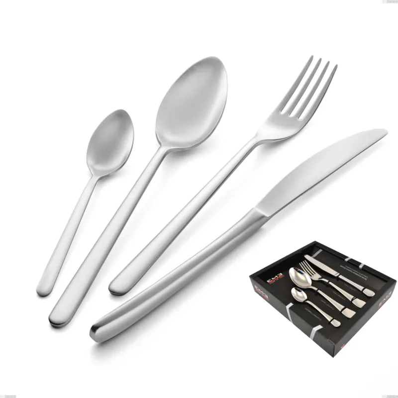 Prezzo Di Fabbrica Confezione vetrina 24 pezzi venice sabbiato, Acciaio inox Aisi 304 Posate sabbiate, spessore 4 mm Eme Posaterie