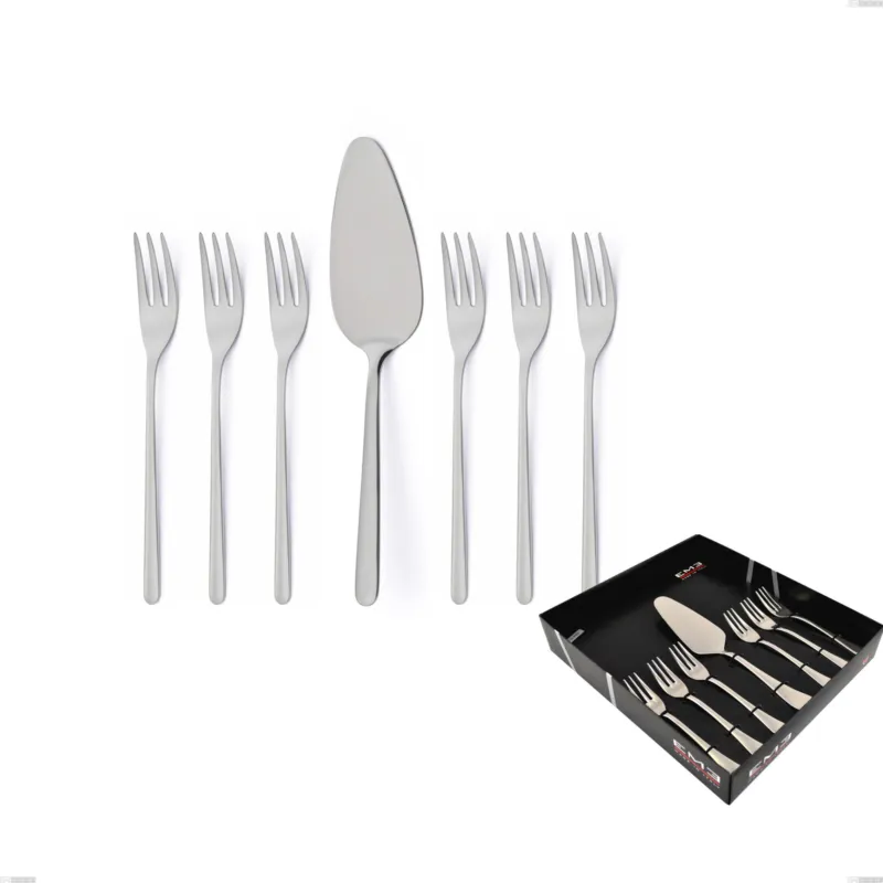 Non Perdere Confezione vetrina 7 pezzi dolce venice sabbiato, Acciaio inox Aisi 304 Posate sabbiate, spessore 4 mm Eme Posaterie