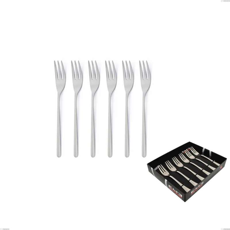 Confezione vetrina 6 pezzi forchettine dolce venice sabbiato, Acciaio inox Aisi 304 Posate sabbiate, spessore 4 mm Eme Posaterie Di Tendenza
