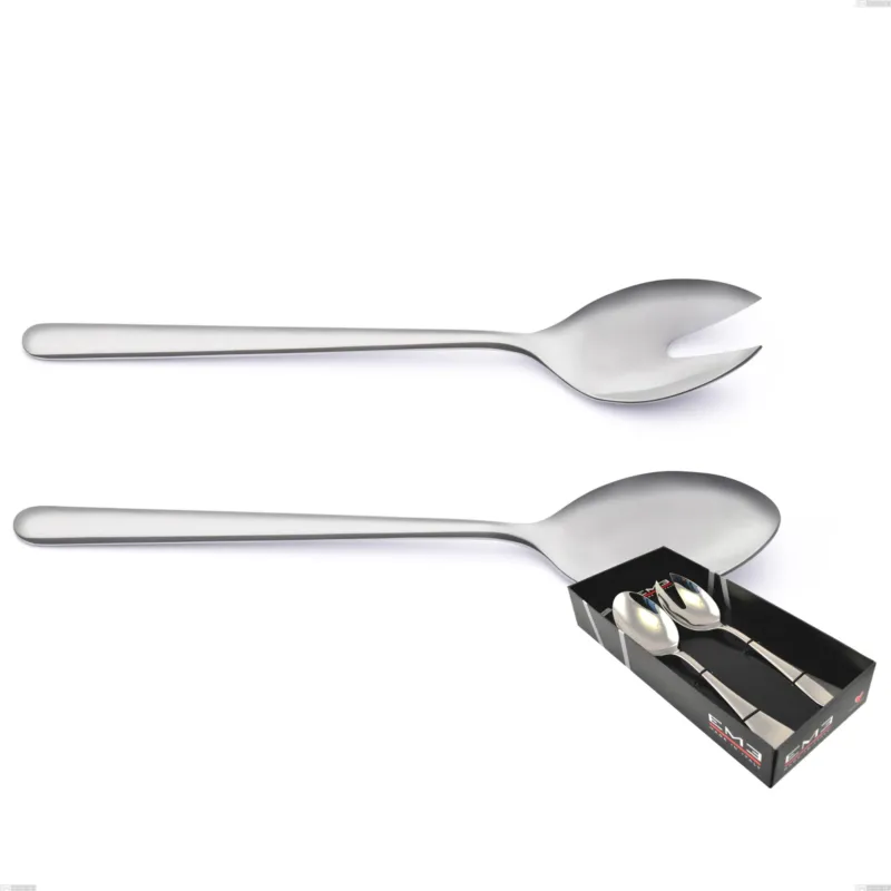 Confezione vetrina 2 pezzi insalata venice sabbiato, Acciaio inox Aisi 304 Posate sabbiate, spessore 4 mm Eme Posaterie Direttamente Dal Produttore