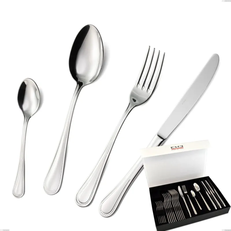 Confezione panoramica a libro 24 pezzi privilege, Acciaio inox Aisi 304 Posate Lucide, spessore 2.5 mm Eme Posaterie Soddisfatti O Rimborsati