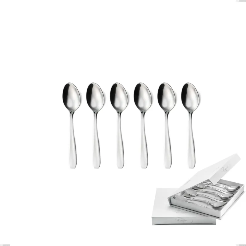 Confezione a libro 6 pezzi cucchiaini caffè eco, Acciaio inox Aisi 430 NIchel Free Posate Lucide, spessore 1.5 mm Eme Posaterie Promo Stagionale