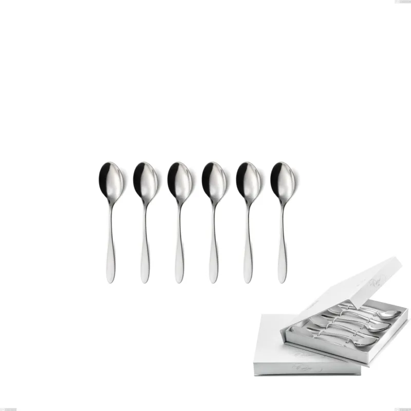 Confezione a libro 6 pezzi cucchiaini caffè oasi, Acciaio inox Aisi 304 Posate Lucide, spessore 2 mm Eme Posaterie A Buon Prezzo