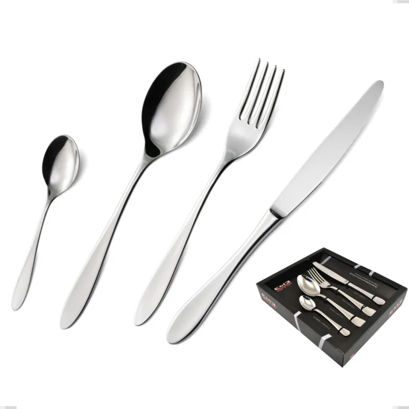 Confezione vetrina 24 pezzi oasi, Acciaio inox Aisi 304 Posate Lucide, spessore 2 mm Eme Posaterie Nuova Collezione