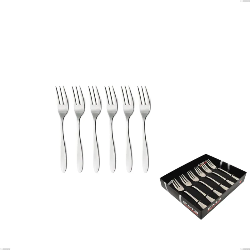 Novità Confezione vetrina 6 pezzi forchettine dolce oasi, Acciaio inox Aisi 304 Posate Lucide, spessore 2 mm Eme Posaterie