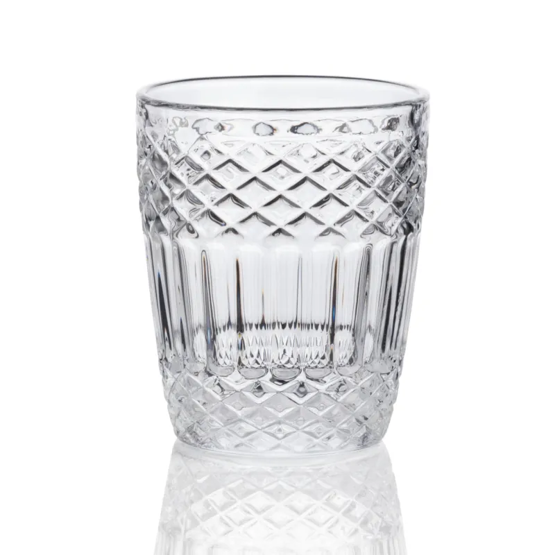 Bicchieri Acqua 6 pezzi in Pasta di Vetro PRAGA diametro 8xh10 cm - 270 Ml in vetro pressato adatto alla lavastoviglie colore trasparente Kaleidosmilano Direttamente Dal Produttore