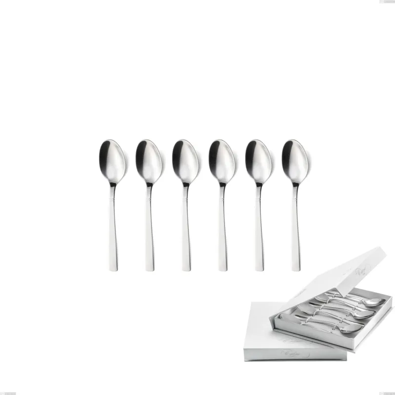Confezione a libro 6 pezzi cucchiaini caffè lux, Acciaio inox Aisi 304 Posate Lucide, spessore 2.5 mm Eme Posaterie Must-Have