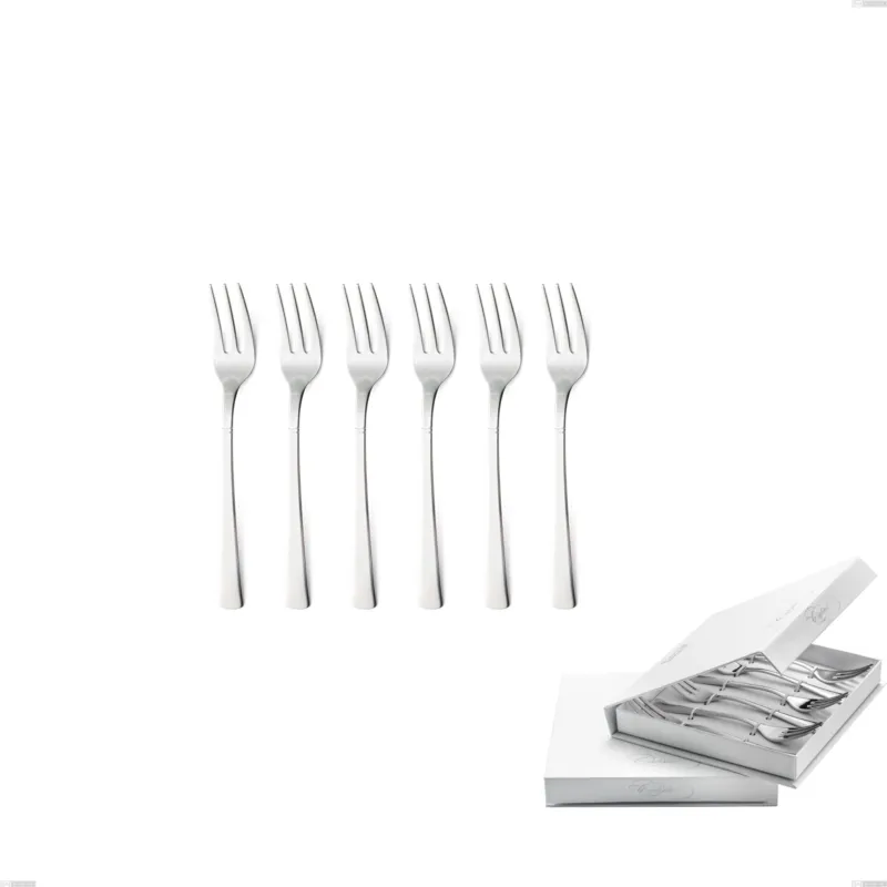Confezione a libro 6 pezzi forchette dolce lux, Acciaio inox Aisi 304 Posate Lucide, spessore 2.5 mm Eme Posaterie Super Prezzo