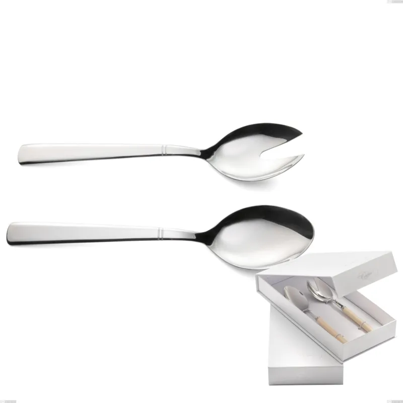 Confezione a libro 2 pezzi insalata lux, Acciaio inox Aisi 304 Posate Lucide, spessore 2.5 mm Eme Posaterie Di Tendenza