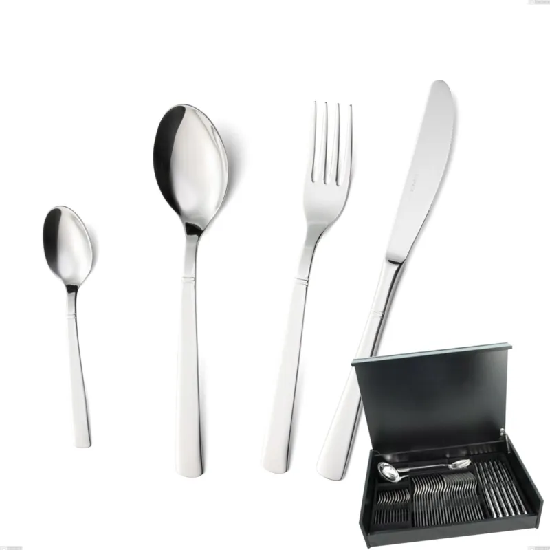 Acquista Ora Astuccio legno 51 pezzi lux, Acciaio inox Aisi 304 Posate Lucide, spessore 2.5 mm Eme Posaterie