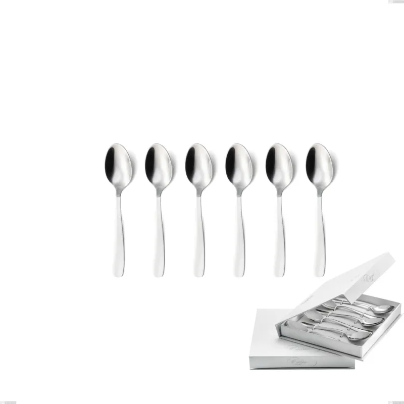 Confezione a libro 6 pezzi cucchiaini caffè katya, Acciaio inox Aisi 304 Posate Lucide, spessore 2 mm Eme Posaterie Occasione