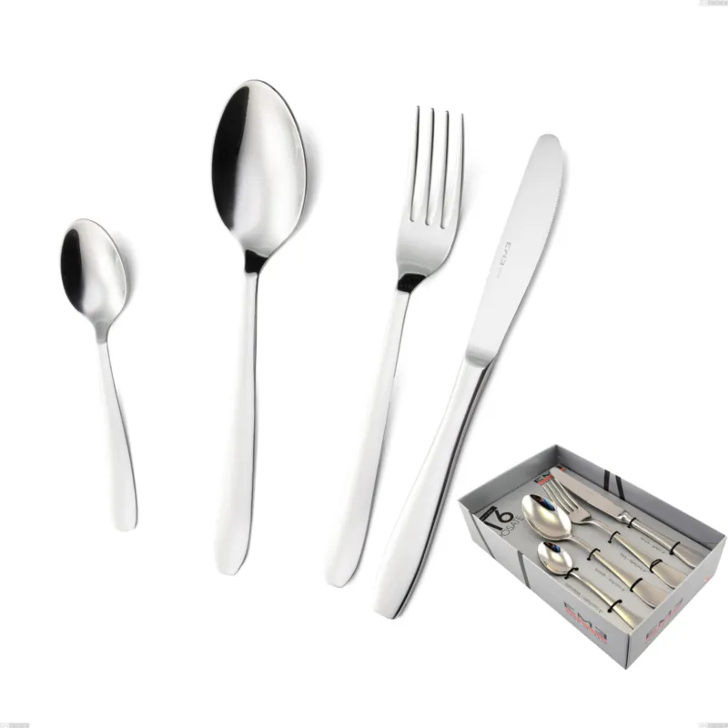 Acquista Ora Confezione vetrina 16 pezzi katya, Acciaio inox Aisi 304 Posate Lucide, spessore 2 mm Eme Posaterie