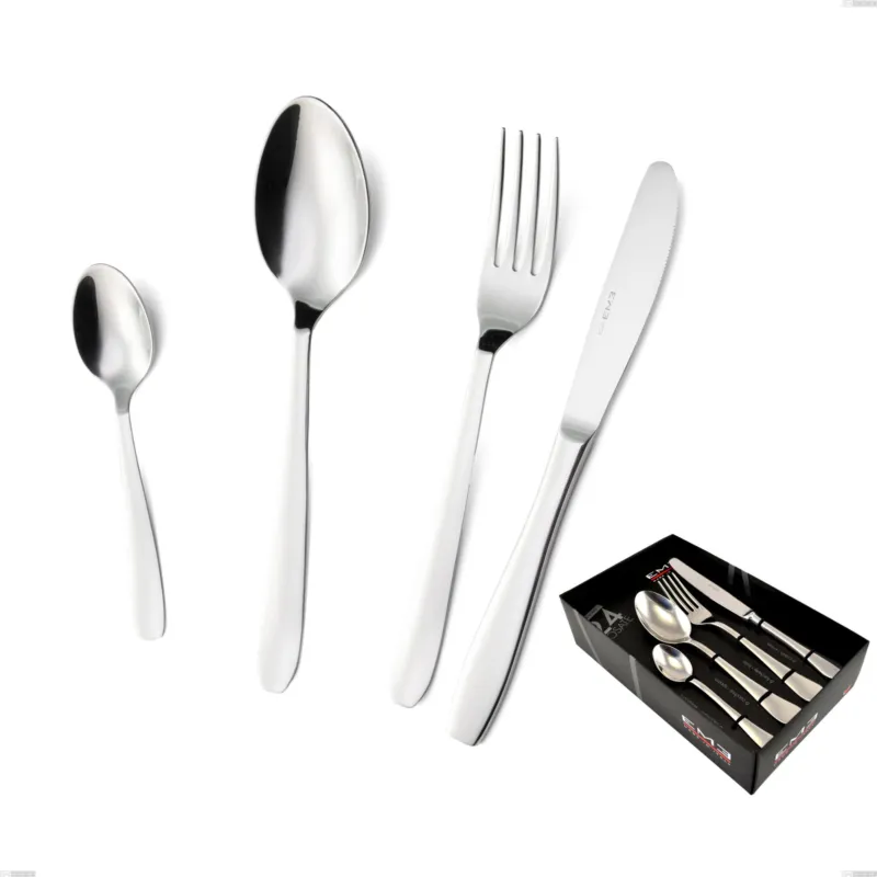Confezione vetrina 24 pezzi katya, Acciaio inox Aisi 304 Posate Lucide, spessore 2 mm Eme Posaterie Non Perdere