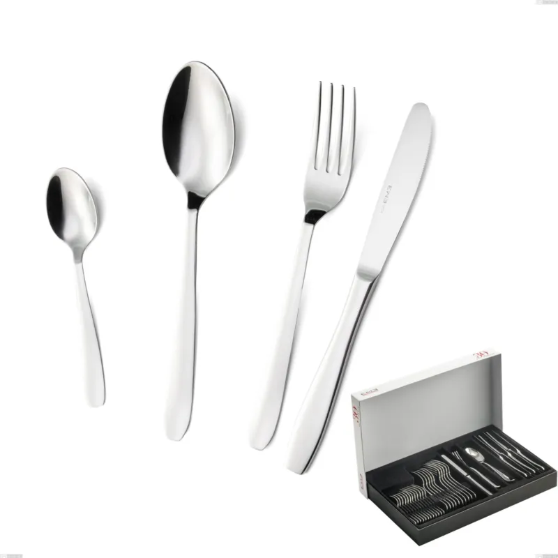 Direttamente Dal Produttore Confezione Panoramica 30 pezzi coltello economico katya, Acciaio inox Aisi 304 Posate Lucide, spessore 2 mm Eme Posaterie