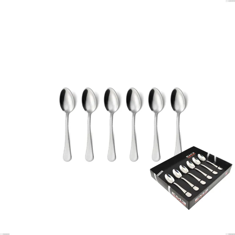 Promozione Esclusiva Confezione vetrina 6 pezzi moka perles, Acciaio inox Aisi 304 lucido, spessore 2.5 mm, design Classico Eme Posaterie