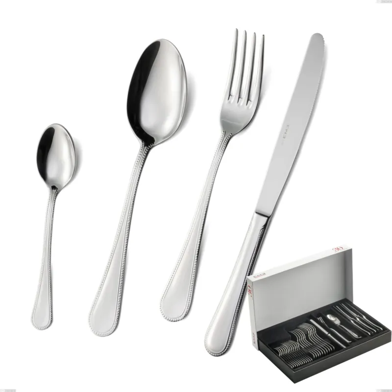 Offerta Speciale Confezione Panoramica 30 pezzi perles, Acciaio inox Aisi 304 lucido, spessore 2.5 mm, design Classico Eme Posaterie