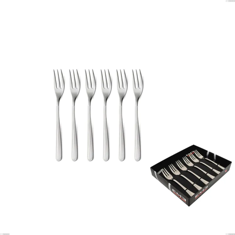 Confezione vetrina 6 pezzi forchettine dolce medea, Acciaio inox Aisi 304 lucido, spessore 3 mm Eme Posaterie Occasione