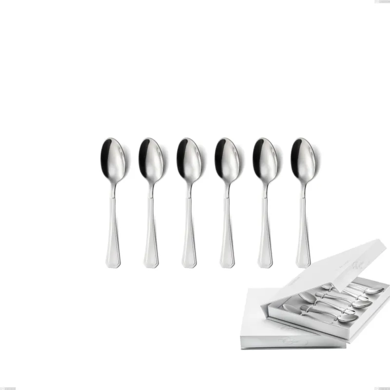 Prezzo Di Fabbrica Confezione a libro 6 pezzi cucchiaino moka loira, Acciaio inox Aisi 304 lucido, spessore 2 mm, design Classico Eme Posaterie