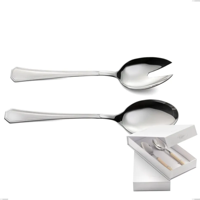 Popolare Confezione a libro 2 pezzi insalata loira, Acciaio inox Aisi 304 lucido, spessore 2 mm, design Classico Eme Posaterie